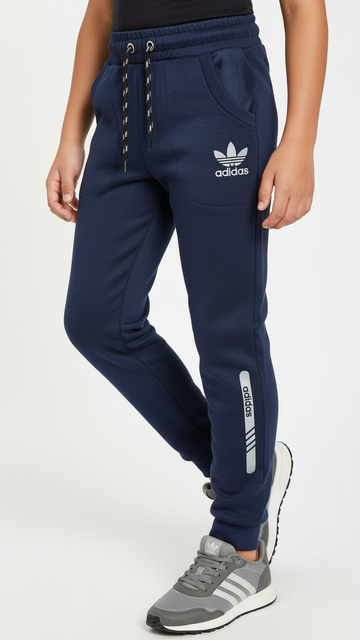 ADI Navy Blue Trouser Pants for Kids- Kitonic Fleece