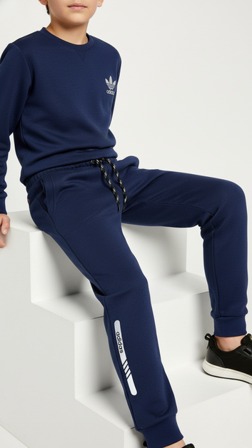 ADI Navy Blue Trouser Pants for Kids- Kitonic Fleece