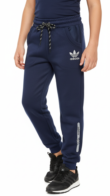 ADI Navy Blue Trouser Pants for Kids- Kitonic Fleece