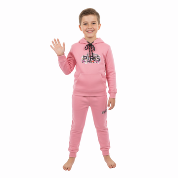 Paris Hoodie Tracksuit with Trouser Set for Kids – Polyester Shine Fleece