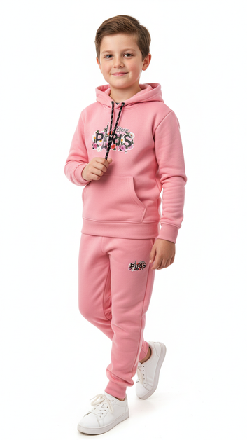Paris Hoodie Tracksuit with Trouser Set for Kids – Polyester Shine Fleece