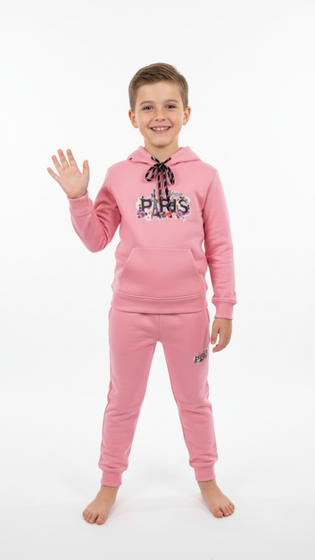 Paris Hoodie Tracksuit with Trouser Set for Kids – Polyester Shine Fleece