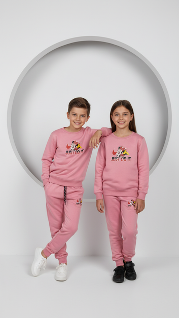 JDI Baby Pink Sweatshirt Suit with Trouser for Girls and Boys