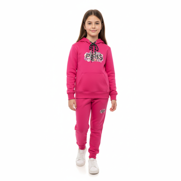 Kids Paris Hoodie Tracksuit Floral Shine Fleece Hoodie & Jogger Set