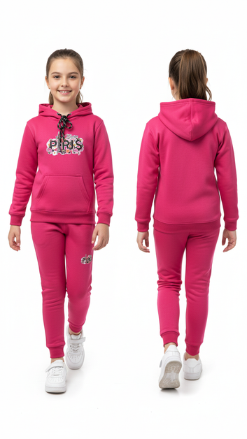 Kids Paris Hoodie Tracksuit Floral Shine Fleece Hoodie & Jogger Set