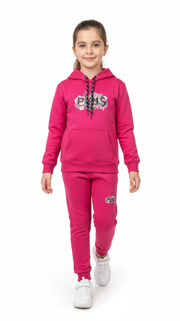 Kids Paris Hoodie Tracksuit Floral Shine Fleece Hoodie & Jogger Set